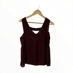 ZARA BASIC Sleeveless Maroon Top Strappy Back Women's US XS Lightweight